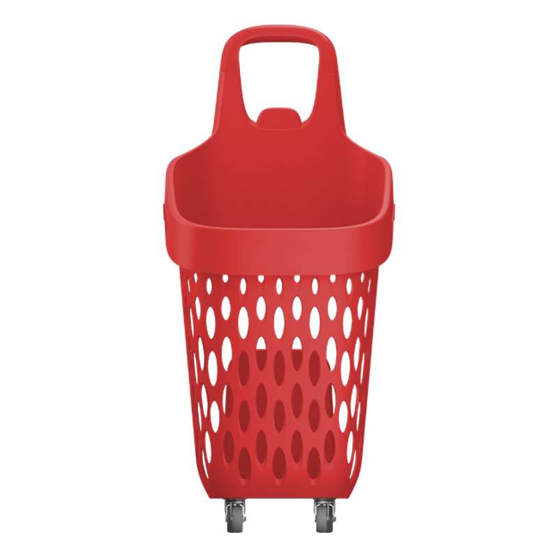 CESTINO SPESA TROLLEY IN PLASTICA DA 73 LT CON 4 RUOTE MULTIDIREZIONALI ROSSO
